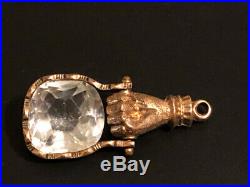 Vintage Victorian Gold Filled Hand Door Knocker ROCK Crystal Swing FOB