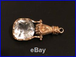 Vintage Victorian Gold Filled Hand Door Knocker ROCK Crystal Swing FOB