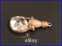 Vintage Victorian Gold Filled Hand Door Knocker ROCK Crystal Swing FOB