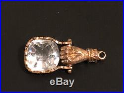 Vintage Victorian Gold Filled Hand Door Knocker ROCK Crystal Swing FOB