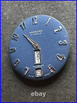 Vintage Wakmann 17 Jewel Watch Day Date movement with Face Hand AS IS FOR PARTS