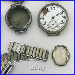 Vintage Watch PARTS Wholesale LOT Movement Dial Case Hands Langendorf Swiss 12ps