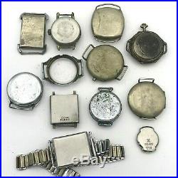 Vintage Watch PARTS Wholesale LOT Movement Dial Case Hands Langendorf Swiss 12ps