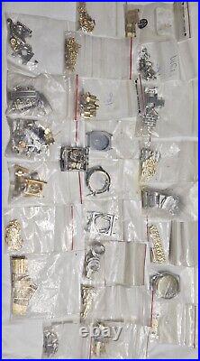 Vintage Watch Part Lot Bracelet Band Clasps Buckle Cases Hands Beads of Rice BoR