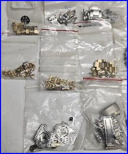 Vintage Watch Part Lot Bracelet Band Clasps Buckle Cases Hands Beads of Rice BoR