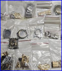 Vintage Watch Part Lot Bracelet Band Clasps Buckle Cases Hands Beads of Rice BoR