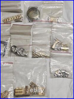 Vintage Watch Part Lot Bracelet Band Clasps Buckle Cases Hands Beads of Rice BoR