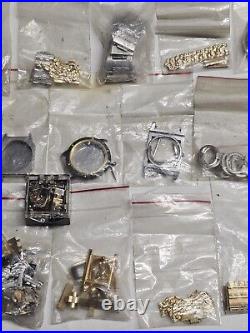 Vintage Watch Part Lot Bracelet Band Clasps Buckle Cases Hands Beads of Rice BoR