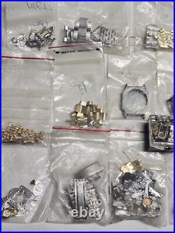 Vintage Watch Part Lot Bracelet Band Clasps Buckle Cases Hands Beads of Rice BoR
