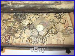 Vintage Wooden 2 Drawer Watch Movement Parts, Hands & Misc Items