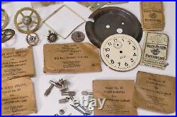 Vintage lot of Clock Lot parts hands Watch Maker Lot Some NOS Parts