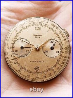 Vintage men's hand-winding chronograph watch movement Landeron parts or repair