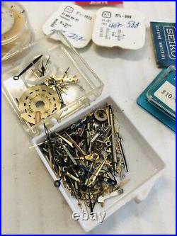 Vintage watch parts crystals, crowns, o-rings, watch hands & parts lot