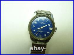 Viscont blue dial white hand calendar vintage watch runs for restoration