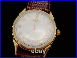 Vtg 14K Gold Filled Elgin Wrist Watch Wristwatch Leather Band Parts Repair 26669