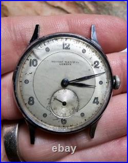 Vtg 40's Record Watch Company Geneve Men's Watch Military Trench Parts Repair