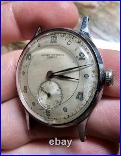 Vtg 40's Record Watch Company Geneve Men's Watch Military Trench Parts Repair