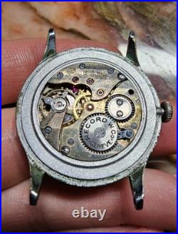Vtg 40's Record Watch Company Geneve Men's Watch Military Trench Parts Repair