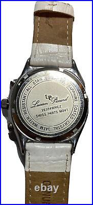 Vtg. Lucien Piccard Chrono Diamond Bezel Swiss Parts Movt, Sapphire Coated Cryst