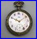 Vtg Stag Fancy Dial Pocket Watch Pink White Dial Silver Tone FOR PARTS REPAIR