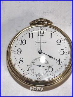 Vtg Waltham A. W. W. Co Rolled Gold Case Pocket Watch For Parts or Repair