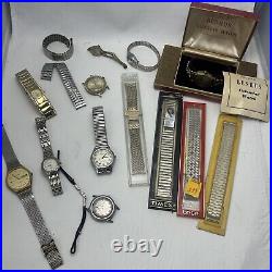 Vtg Watch Lot Mens/Women's Watches Parts Repair new used Benrus Collier Timex