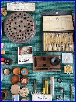 Vtg Watch Repair Collection Tools Parts Hands Stems Staffs Bulova Springs Books