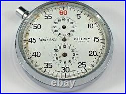 Wakmann Dolmy Pocket Stop Watch Running, Missing Hands & Crystal Parts Or Repair