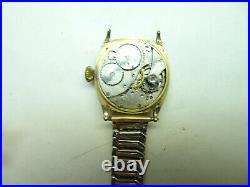 Waltham 1925 CUSHION BLUE HANDS WATCH FOR RESTORATION OR TRENCH PARTS NO BACK