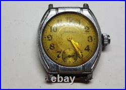 Waltham Barrel Case Golden Hands Watch For Restoration Or Trench Parts