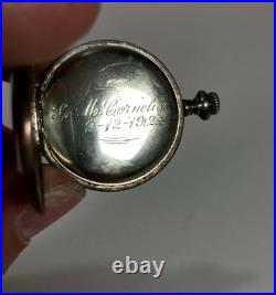 Waltham No 110 Pocket Watch CWC Sterling Silver Case For Parts Engraved Cornelia