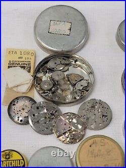 Waltham Watch Movement Parts Dial Hands Gears 1803 255 1777 6/0 P72 6s 16s Part