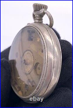 Walther Chronometre Hand Manuale Vintage 44 MM No Lavora For Parts Pocket Watch