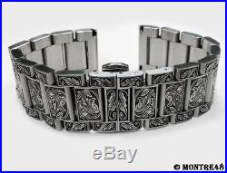 Watch Bracelet Hand Carved Stainless Steel For 20mm watch lugs 22cm length K5