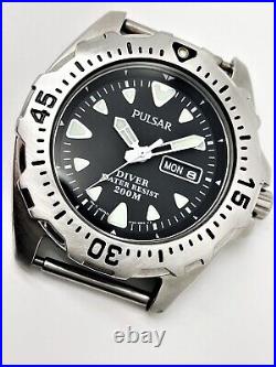 Watch Parts Pulsar By Seiko Mens V736-6a50 Scuba Divers 200m Quartz Watch Pyj011