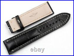 Watch Strap Breitling Spare Parts Lug 0 15/16in/0 7/8in Black Croc Hand Made