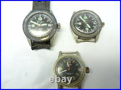 Webster Three Vintage Diver Watches For Restoration Parts