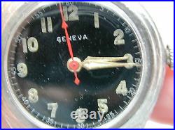 Ww2 Era Geneve Solid Sterling Silver Wrist Watch With Red Center Second Hand