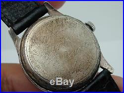 Ww2 Era Geneve Solid Sterling Silver Wrist Watch With Red Center Second Hand