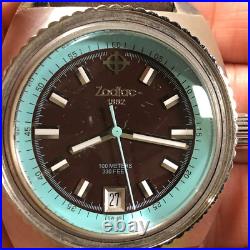 Zodiac Sea Dragon Men Rubber 38mm Analog For Watch Parts Or Repair Only 7 1/2